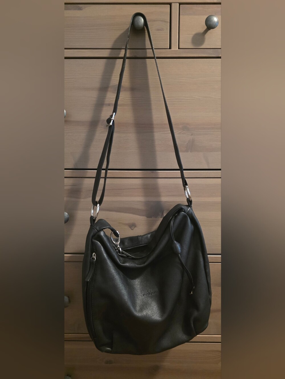 Classic Black Shoulder Hobo Bag with Adjustable Strap